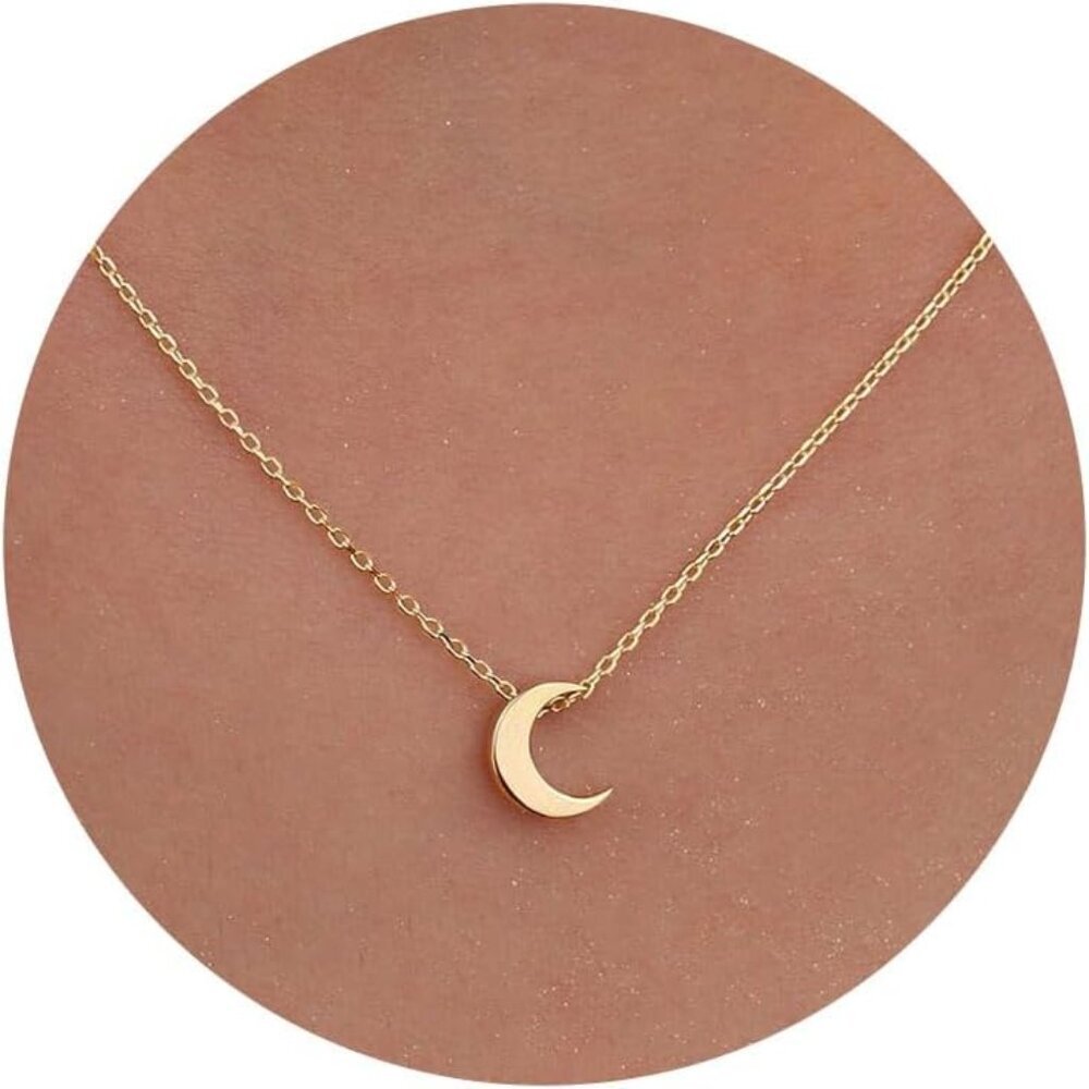 Gold Necklace for Women - 14K Gold Plated Dainty Italian Horn Star of David Butt